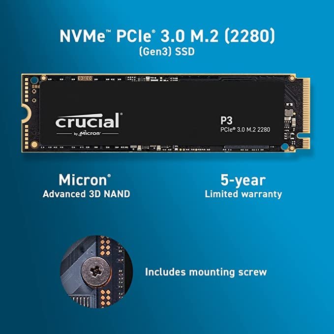 SSD NVME 1TB Crucial P3  