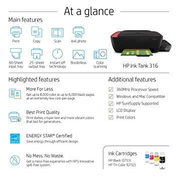 printer hp inktank 316